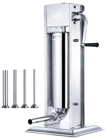 Yqyc Insaccatrice Manuale per Salsicce, Macchina per Salsicce in Acciaio Inossidabile 304, 2 velocità, 4 Tubi di Riempimento, Macchina per Insaccatura di Carne