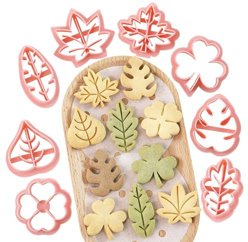 Cortadores de galletas - cortador de galletas de hoja de trébol - juego de cortadores de galletas de hoja | Cortadores de base para tartas de 8 piezas, formas de fondant imprimibles | Lindos moldes de