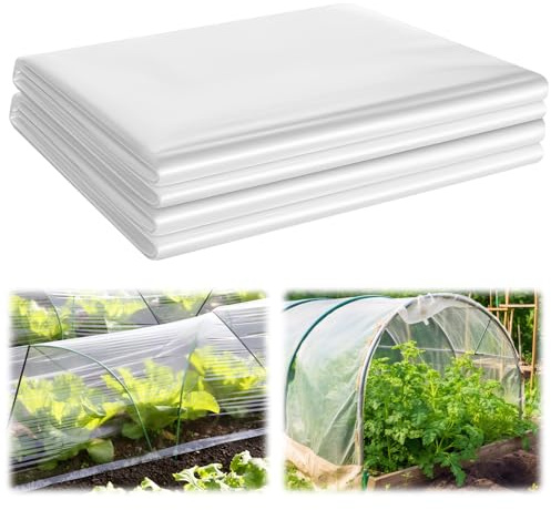 Meng Jiaran 2PCS 2M X 3M Heavy Duty Polythene Plastic Sheeting Clear Plastic Sheets Waterproof Polytunnel Cover Sheets for Gardening Greenhouse Agriculture Painting Work Building Protection