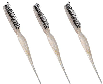 Generic Spazzola per Cotonare i Capelli in Nylon Styling Efficiente per Uomini e Donne Piccola Spazzola per Riga dei Capelli Adatta per la Maggior Parte dei di 3 Pezzi (Oro scintillante)