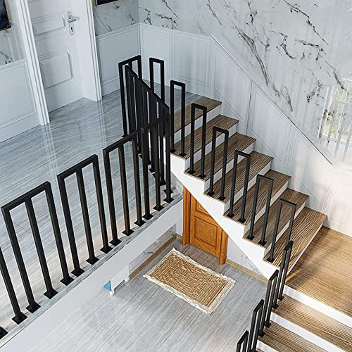 Matte Black Square Tube Stair Rail - Anti-Skid Support il for Elderly & Children - Iron Safety Railing for Garden, Attic, Corridor - 1 Pack