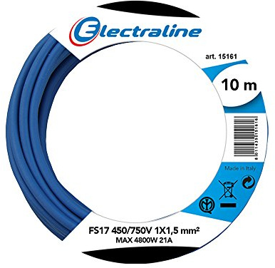 Electraline 13091 Cable Unipolar FS17, Sección 1 x 1,5 mm², azul, 10 m