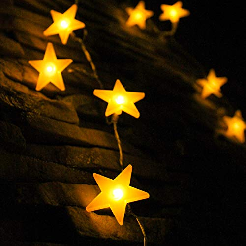 myCozyLite Guirlandes étoiles, 40 lumières LED étoile chaîne avec batterie, Blanc chaud, étanche, Décoratifs étoiles lumières pour intérieur et extérieur, 5 mètres