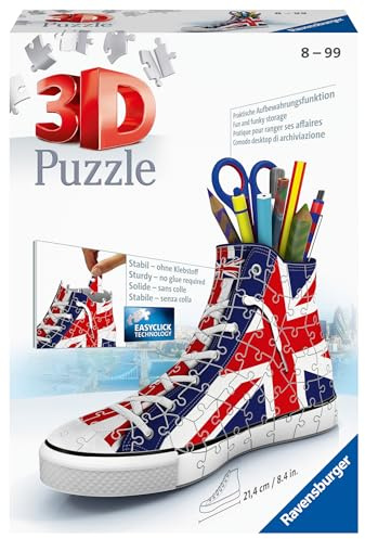 Ravensburger British Flag Shoe 3D Jigsaw Puzzle for Kids Age 8 Years Up - 108 Pieces Pencil Pot - No Glue Required