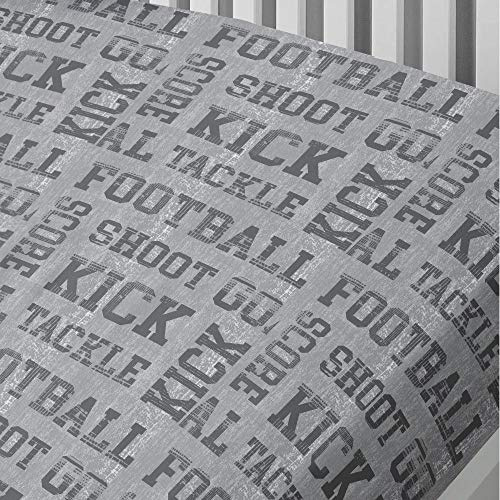 Bedlam - Football - Childrens Fitted Sheet | Single Bed Size | Grey & Yellow Bedding