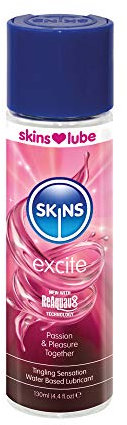 Skins Lube Gel Sex Water Based Excite Tingling Lubricants & Licks 130ml
