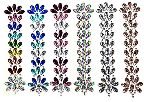 JK Home Hair Gems Tattoo Stickers, Mermaid Rhinestone Glitter Tattoos Eyes Forehead Face Body Tears Jewels Stickers with Self Adhesive Crystal For Music Festival Party DIY Body Art Multicolored