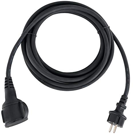 Stagecaptain PSPEXT-2.5 Verlängerungskabel - Länge: 2,5m - Schutzklasse IP44 - H07RN-F Kabel (3X 1,5 mm²) - Gummiummantelt - Mit Kindersicherung und Abdeckkappe - Schwarz