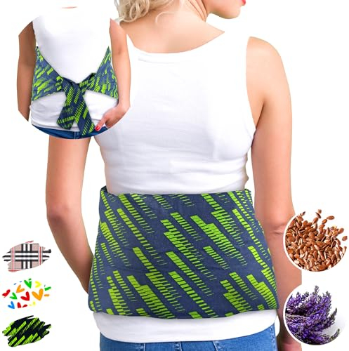 Faja Térmica Lumbar de Semillas - Almohada de Calor para Espalda Calentar en Microondas (50x25 cm) - Saco Térmico Grande con Funda Lavable, Tela de Algodón 100% y Olor a Lavanda