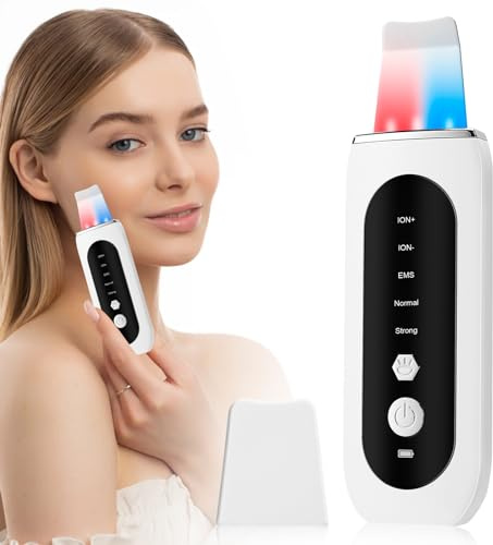 Peeling Ultrasónico Facial, Limpiador Facial Ultrasónico con 5 Modos, Skin Scrubber, Espatula Ultrasonica para Limpieza Profunda, Limpiador de Poros Exfoliación de Cara y Cuidar la Piel