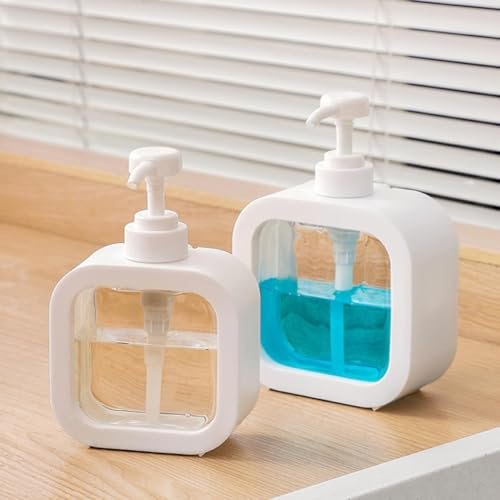 Seifenspender 2 Stück Duschgelspender, 300ml Weiß Pumpspender für Dusche Klarem Kunststoff Shampoo Flaschen, Soap Duschgel Spüli Spender für Küche