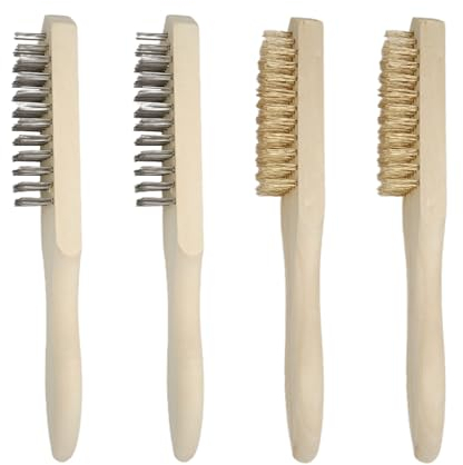 4 Piezas Cepillo Alambre,Cepillos de Alambre Manuales,Cepillo de Metal,Cepillo Metalico,Cepillo de Alambre de Acero,Mango de madera, para Limpiar/Decapado/Lijar/Soldar/óXido/Abrasivo