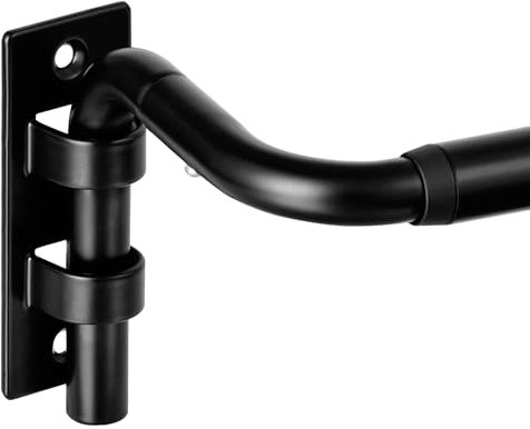 ENJOYBASICS Curtain Poles for Blackout Eyelet Curtains, Extendable Curtain Pole 76-218 cm, Wrap Around Room Darkening Curtain Rods for Bedroom, Living Room, Matte Black