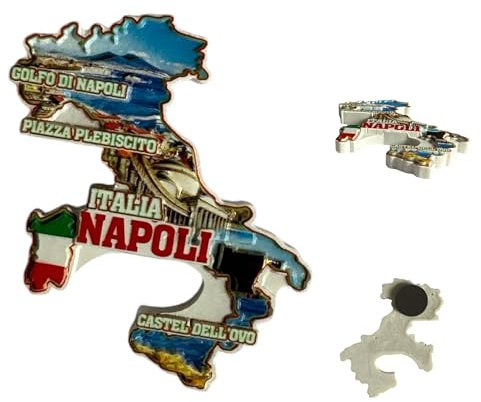 Magnete Decorativo Napoli, Magnete Souvenir con Immagini di Napoli, da esporre su frigoriferi, lavagne magnetiche o altre superfici metalliche.