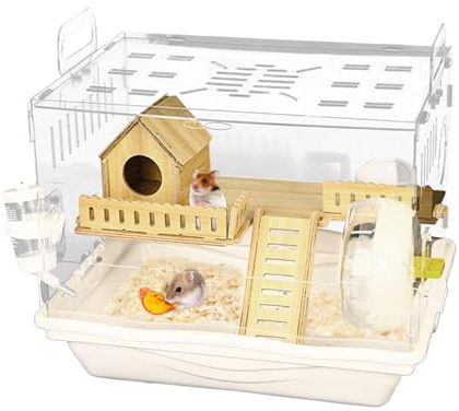 Cage Claire du Hamster - Grande Cage de Hamster, d'observation des Animaux de Compagnie Transparent | Plateau Amovible Propre Facile, Conception ventilée, Enceinte spacieuse pour Les Hamsters, a