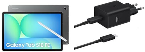 Samsung Galaxy Tab S10 FE con caricabatterie 45W con USB-C, Tablet Android, Display 10.9' LCD, Wifi, RAM 12GB, 256GB, 8.000 mAh, S Pen, Android 15, IP68, Gray [Versione italiana]