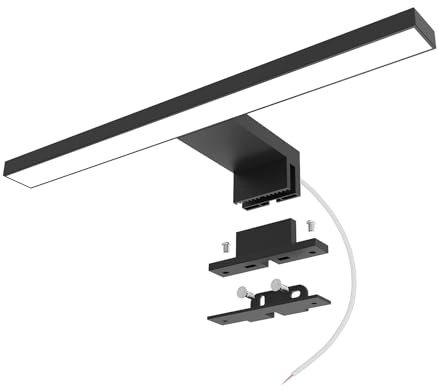 DEELUX Lámpara de Espejo Baño LED 30cm 400LM 5W, Blanco Neutro 4000K LED Armario Lámpara Luz de Pared IP44 230V Aplique de Baño Espejo 300mm,Negro