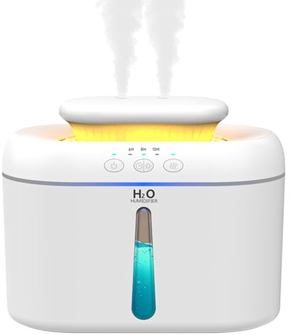 Humidificador, 2L Humidificador de Aire,20 dB Silencio Humificador de vapor frío para habitaciones de bebes,plantas y oficinas con temporizador de apagado automático y función de luz nocturna (Blanco)