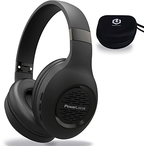 PowerLocus Casque Bluetooth sans-Fil, Casque Audio avec Microphone Intégré, Basses fréquences Stéréo Hi-FI, Confortable Cache-Oreilles pour Les Cours en Ligne, Téléphones Portables, Tablettes, PC,TV