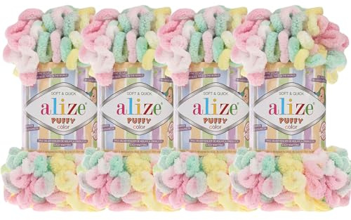 Alize Puffig färg babyfilt garn parti om 4skn 400 g 100 % mikrofiber mjukt garn handstickgarn (5862)