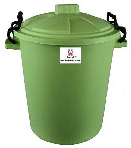 Srendi® 50L Plastic Bin/Waterfroof/Rodent Proof/Ideal for Outdoor/Animal Feed/Food/Storage/Flour Locking Lid (Lime Green)