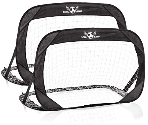 Goal Star pop-up soccer goal goal wall 120x80x80cm; Self-assembling automatic football goal, foldable with carrying bag (2 x Black)