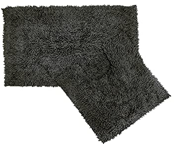 Emma Barclay Badgarnitur, Baumwolle, gedreht, Anthrazit, 100%, Vorleger 50 x 80 cm, WC-Vorleger 50 x 40 cm, 2 Stück