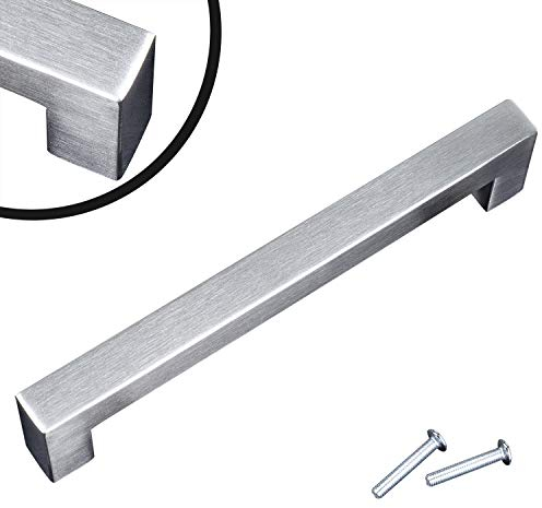 Stahlia Möbelgriff Edelstahl 480mm Lochabstand Schubladengriffe Schrankgriffe Küchengriffe Griffe Profil: 15x15mm Türgriffe Küche Edelstahlgriff gebürstet eckig