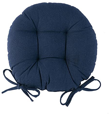 Harbour Housewares Navy Seat Pad for Dining Chair - 40 x 40cm - Round Garden Seat Cushions with Ties Soft Padded Pillow Indoor Kitchen Cushion Outdoor Patio Garden Chair Pads
