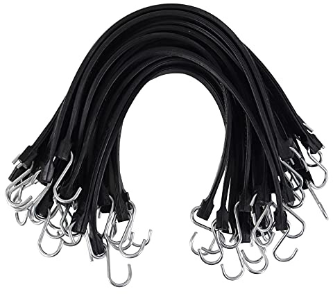 XSTRAP STANDARD 20 Pack 21'' Adjustable Rubber Tarp Straps, EPDM Bungee Cords with Hooks, Ideal for Securing Tarps, Canvases, Flatbed Trailers