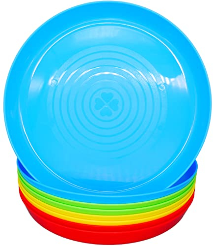 Bloomsworld 8 Kinderteller-Set aus Kunststoff für Kleinkinder, Wiederverwendbar, BPA-frei, Picknick-, Party- und Campinggeschirr für Jungen und Mädchen - Bunt