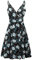 DEARCASE Damen V-Ausschnitt Blumenmuster Spaghettiträger Sommerkleid Ärmellos Casual Swing Midi Sundress mit Taschen, 2X-Large White Lily
