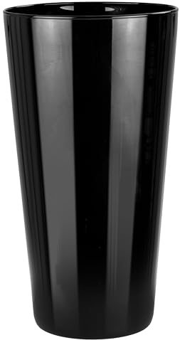 TREND FOR HOME Blumenvase Modern H: 29,5 cm Dekorative Schwarze Glasvase | Konische Bodenvase Tischvase | Große Dekovase Schwarze Glasvasen | Ø 16 cm | Alyssa Piano Black