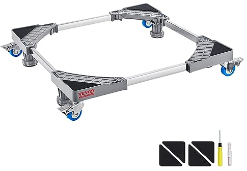 VEVOR Mini Support de Réfrigérateur Charge 181 kg Déplace Meuble Base de Machine à Laver Mobile Universelle 4 Pieds 4 Roues Pivotantes Verrouillables Socle pour Réfrigérateurs, Sèche-linge, Lave-linge