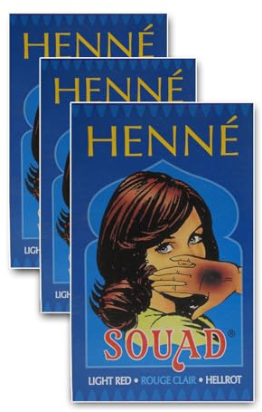 Pellear - Henna Souad 270g - 3x90 g - Natürliches Henna - Henna Hellrot - Natur Haarfärbemittel - Henna Pulver - reines natürliches Henna Pulver - Henna hair dye