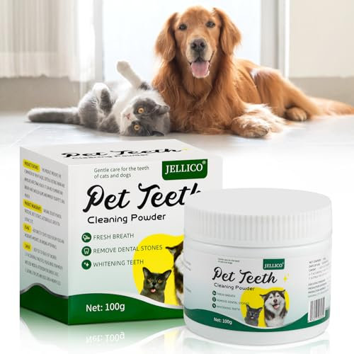 Meemion Zahnpflege Pulver Hund und Katzen, zahnputzflocken für Hunde, Zahnsteinentferner für Hunde, Effektive Zahnreinigung und Zahnpflege,Gegen Mundgeruch bei Hunden Katzen - 100 g