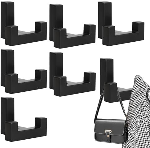 DAIRYCOF 6 Stück Garderobenhaken Schwarz Zinklegierung kleiderhaken akustikpaneele Wandhaken Schwarz Kleiderhaken (Kleiderhaken Zinklegierung)