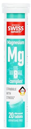 Swiss Imports Effervescent Magnesium + B Complex Dietary Supplement, 6-Pack, 120 Tablets