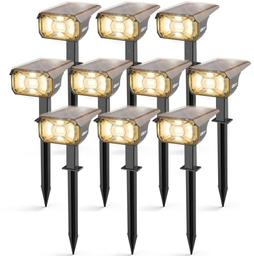 LEREKAM Solar Spot Lights Outdoor Landscape Lights, IP65 Outdoor Waterproof Spotlights, 40 LED's Outdoor Solar Lights for Yard Palm Trees Driveway Patio Pool 10 Pack