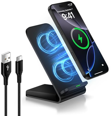 Google Pixel Wireless Charger, 15W Fast Wireless Mobile Phone Charger Stand, Inductive Charging Station Wireless Charger for Google Pixel 10/9 Pro/8/7/6/Samsung Galaxy S26 S25 Ultra/S24/S23/S22/iPhone
