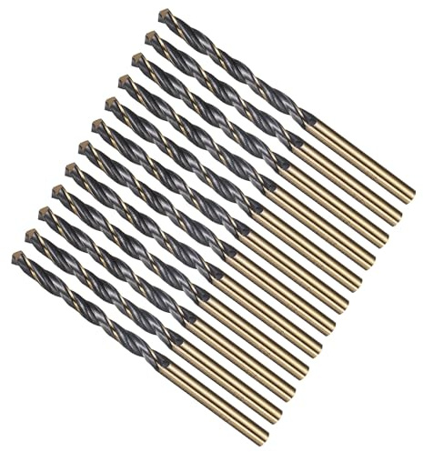 METALLIXITY Drill Bit (4.2mm) 12pcs, 4341 High-Speed Steel Straight Shank 118° Black and Gold Finish for Copper Aluminum Wood Plastic Medium Hard Metal