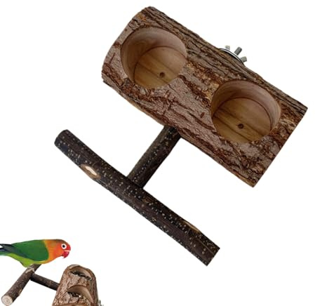 Wooden Parrot Power Supply Stand - Power Plant Bird Pold | Slot Stand for Canary Barber Canaries Calopsite | Feed Dispenser