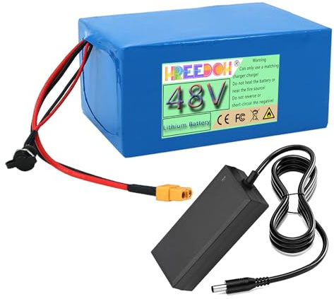 FREEDOH 48 Volt Litiumjonbatteri 5AH 7.5AH 10AH 12.5AH 15AH 17.5AH 20AH Litiumbatteripaket för 0-1000W motor med laddare,48v12.5ah