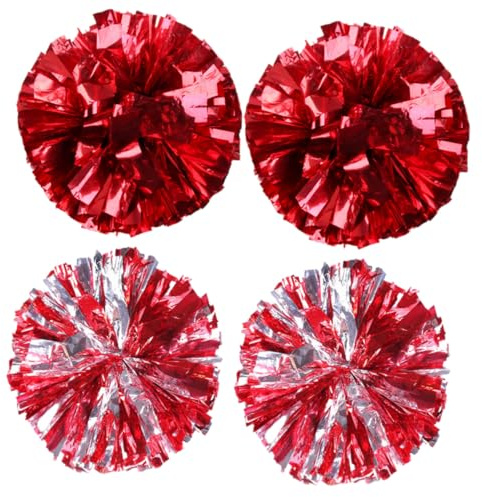 HONITANO 4 Piezas Pompones Porristas Grandes Anillo para Dedos Colores Metálicos Brillantes Accesorios Reutilizables para Animadoras y Eventos Deportivos