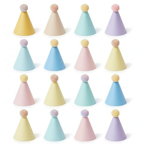 Tingliyi Cone Birthday Party Hats for Adults, Multicolor, 16 Pcs