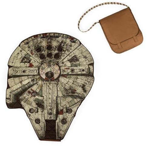 PICNIC TIME Star Wars Millennium Falcon Blanket in a Bag, (Brown with Millennium Falcon Design)