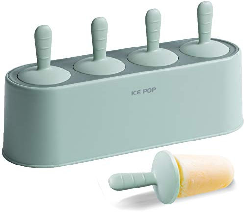 Lot de 4 moules à glaces en silicone faits maison faciles à démouler et réutilisables (vert, IcyClassic Pops)