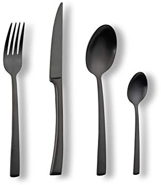 ECHTWERK Tafelbesteck Avelino, Black Edition, 16-teilig, Essbesteck für bis zu 4 Personen, Edelstahl 18/10, mattiert, Hochwertiges Besteck Set, für Esstisch, Tischdeko für Hochzeiten & Festtafel