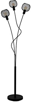 EGLO Stehlampe Wrington 1, 3 flammige Stehleuchte Vintage, Industrial, Retro, Standleuchte aus Stahl, Wohnzimmerlampe in Schwarz, Lampe mit Tritt-Schalter, E14 Fassung