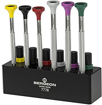 Bergeon 7778 6 Piece Screwdriver Set with Spare Blades and Screwdriver Stand